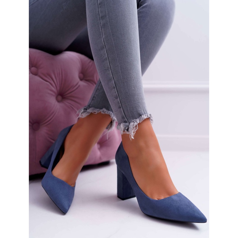 BUGO Damen Pumps mit Absatz Wildleder Blau Clarina 1