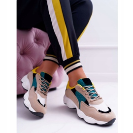 NFR Damen Sportschuhe Wildleder Grün Gelb Lollipop mehrfarbig 1