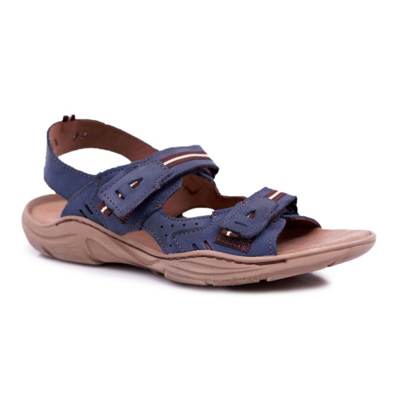 Mario Boschetti Herren Sandalen aus Leder Marineblau Lop navy blau 1