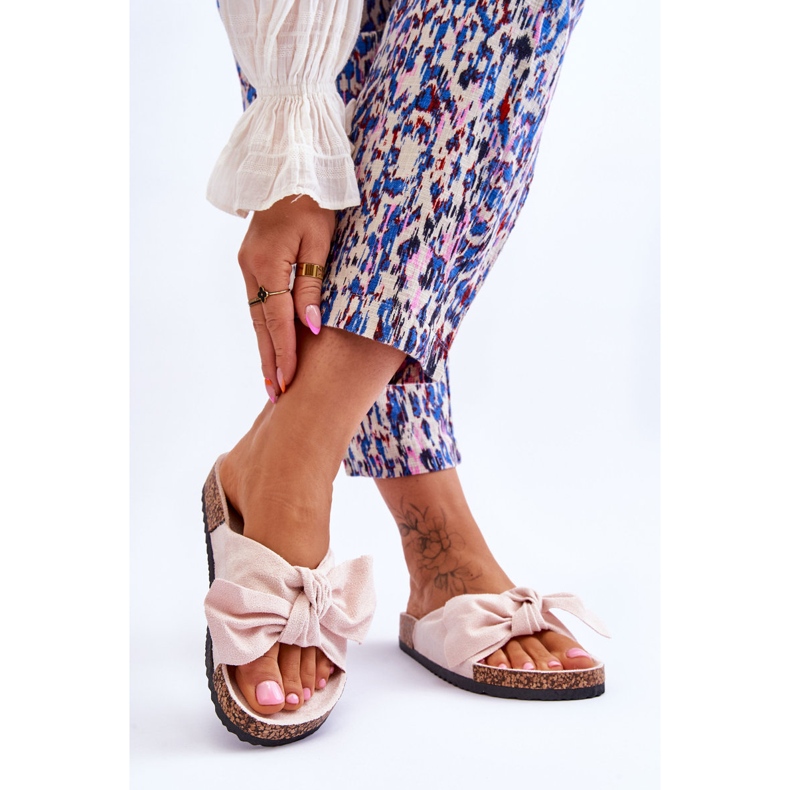 PS1 Beige Hausschuhe für Damen mit Schleife Wendy Cork 2