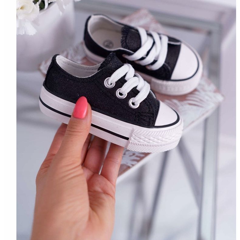 FRROCK Schwarze Brokat-Sneaker für Kinder Misty 2