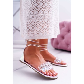 Damen Sandalen Lu Boo Crystals Silber Madina grau 1