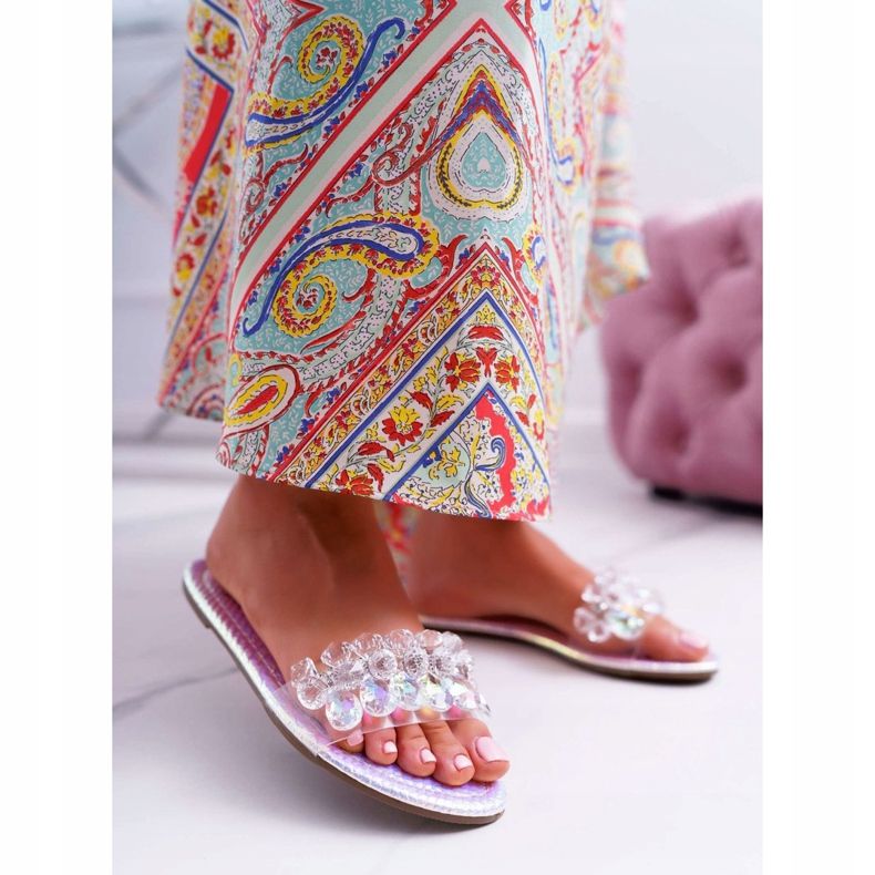 Damen Hausschuhe mit Zirkonia Lu Boo Petrol Silver Mediana grau 1