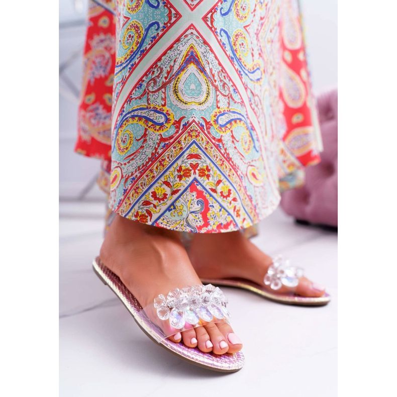 Damen Hausschuhe mit Zirkonia Lu Boo Petrol Pink Mediana rosa 1