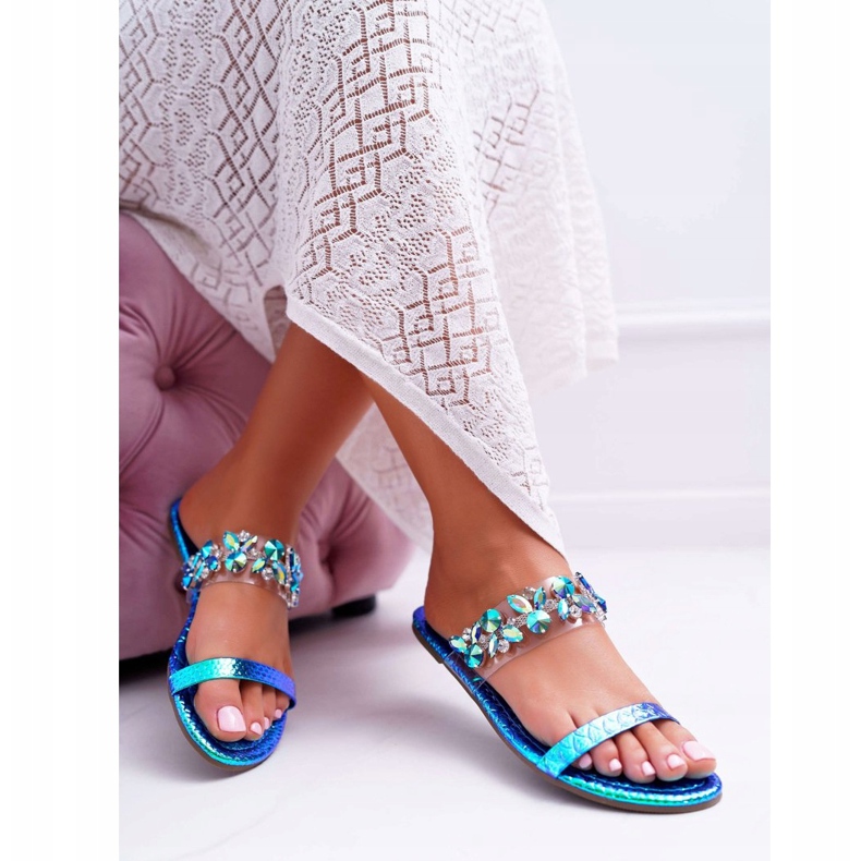 Damen Hausschuhe Lu Boo Elegant Mit Cubic Zirkonia Blau Grundstufe 1