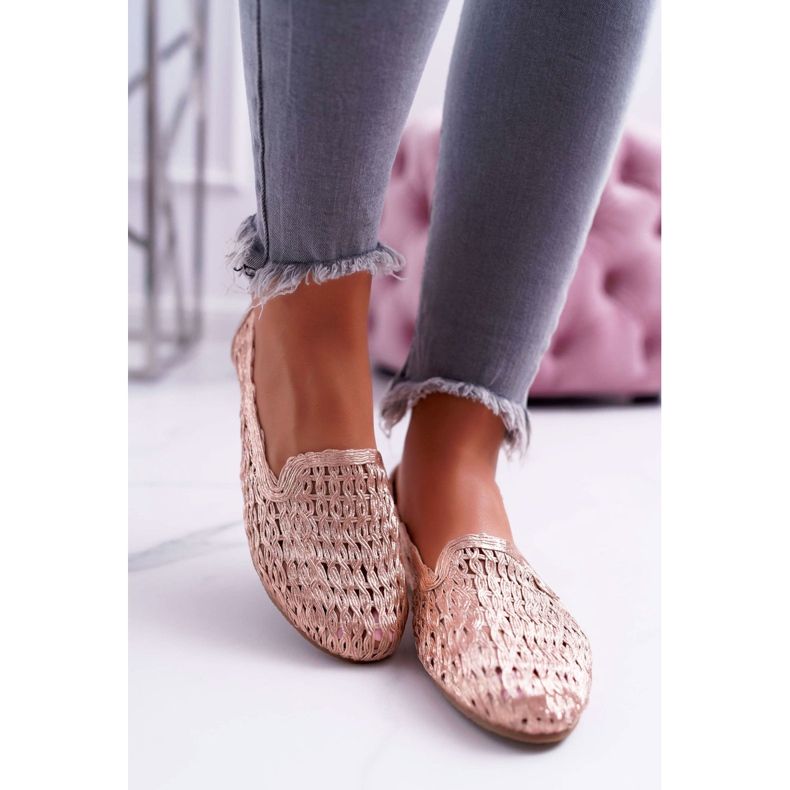 Damen Ballerinas Lu Boo geflochten Roségold 4Ever rosa 2