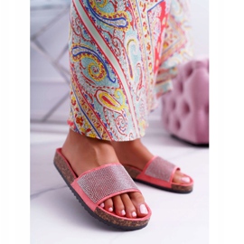 PS1 Damenhausschuhe aus Kork mit Korallenkristallen rosa 1