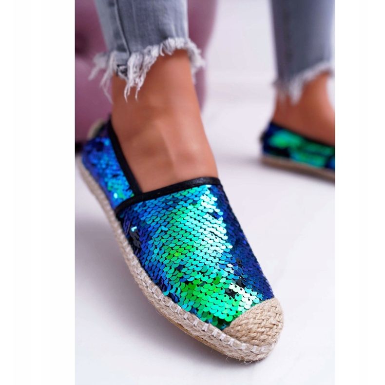 Damen Espadrilles Lu Boo Grün Pailletten Destino 2
