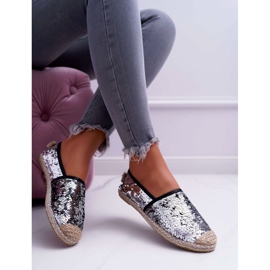 Damen Espadrilles Lu Boo Silber Pailletten Destino grau 2