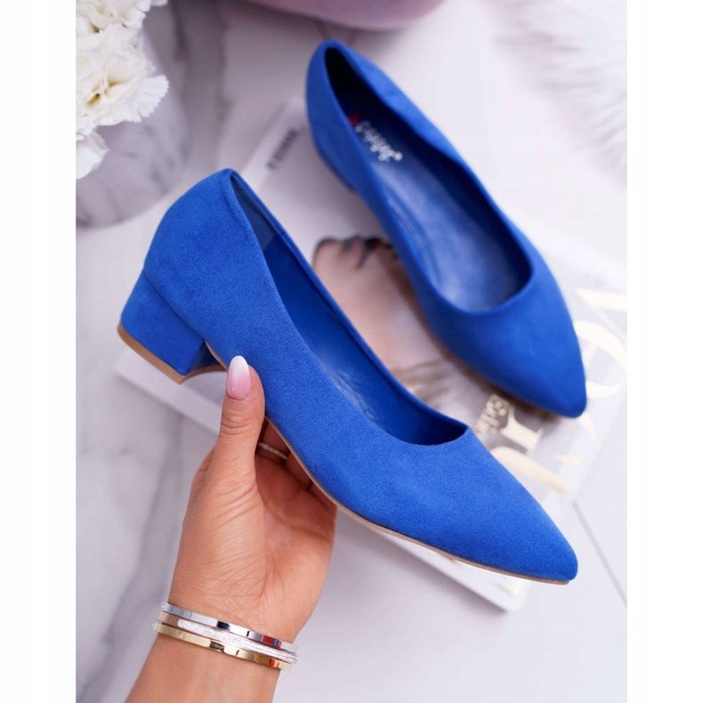 PS1 Klassische Damen Pumps Wildleder Blau Rheya 1