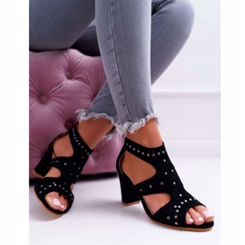 Damensandalen auf hohem Absatz Lu Boo mit Ausschnitten Black Things schwarz 1