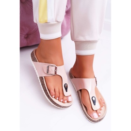 SEA Damen Hausschuhe Flip-Flops auf Korken, Lackierte Rosa Palette 2