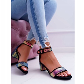 Damen Sandalen mit hohem Absatz Lu Boo Schillernde Pailletten Schwarz Tindal 1