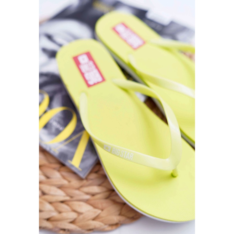 Damen Hausschuhe Flip-Flops Big Star Neon Lime AA274A129 grün 2