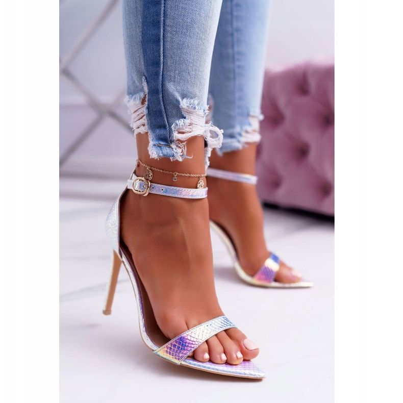 Damensandalen auf hohem Absatz Lu Boo Opalescent Benzin Debbi mehrfarbig rosa 1