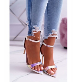 Damensandalen auf hohem Absatz Lu Boo Opalescent Benzin Debbi mehrfarbig rosa 2