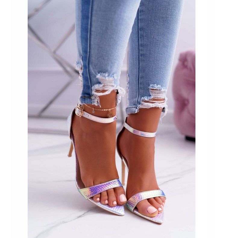 Damensandalen auf hohem Absatz Lu Boo Opalescent Benzin Debbi mehrfarbig rosa 2