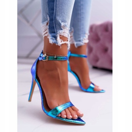 Damen Sandalen mit hohem Absatz Lu Boo Iridescent Green Debbi mehrfarbig grün 1