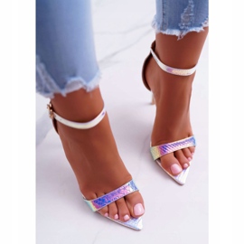 Damen Sandalen mit hohem Absatz Lu Boo Opalescent Petrol Violet Debbi lila mehrfarbig 2
