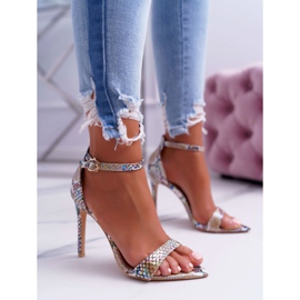 Damen Sandalen mit hohem Absatz Lu Boo Snake Beige Ramann mehrfarbig 1