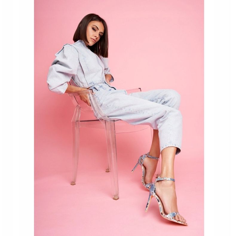 Damen Sandalen mit hohem Absatz Lu Boo Snake Ramann Blau mehrfarbig 1