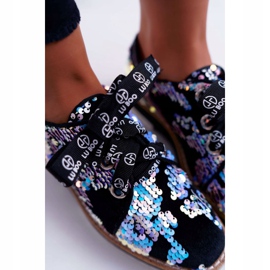 Damen Brogues Lu Boo Silber Pailletten Moonlight schwarz mehrfarbig 1