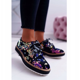 Damen Brogues Lu Boo Violett Pailletten Moonlight schwarz lila mehrfarbig 1
