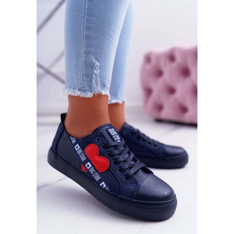 Damen Sneaker Big Star Marineblau mit Herz EE274258 navy blau 1