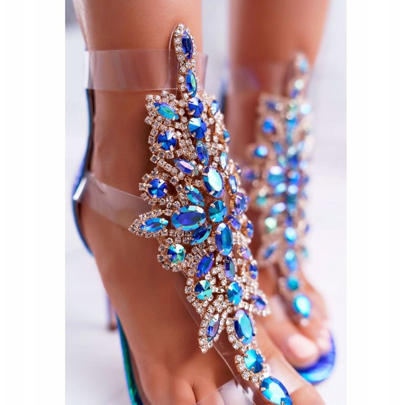 Damen Sandalen mit hohem Absatz Lu Boo Petrol 2047-89 Milleni blau 2