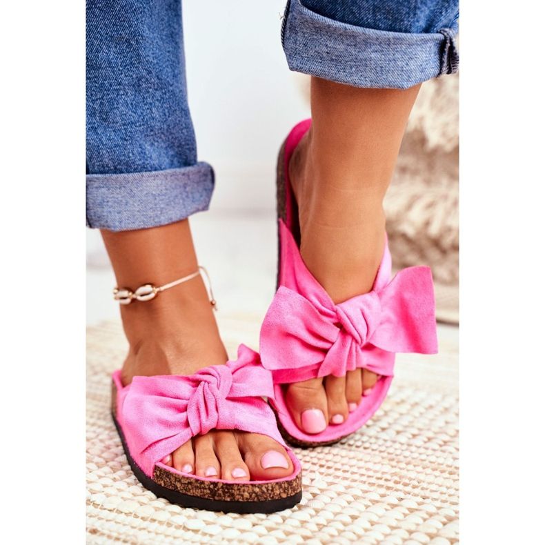 BUGO Hausschuhe für Damen auf Kork Neon Fuchsia Wendy rosa 1