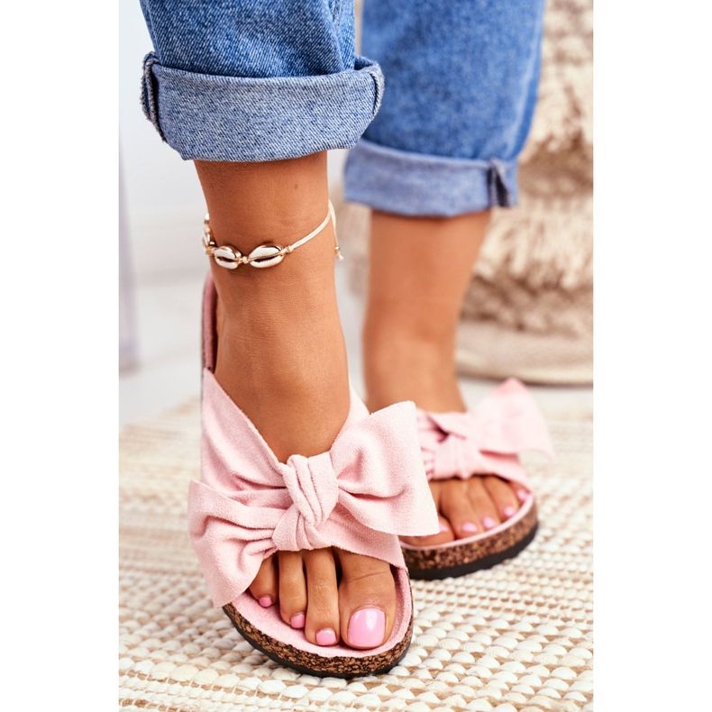 BUGO Hausschuhe für Damen mit Korkschleife Puderrosa Wendy 2