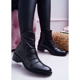 Damenstiefel Schwarzer flacher Absatz Naturleder Laura Messi 2