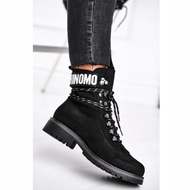 EVE Damenstiefel mit flachem Absatz und Reißverschluss Schwarz Popsi 1