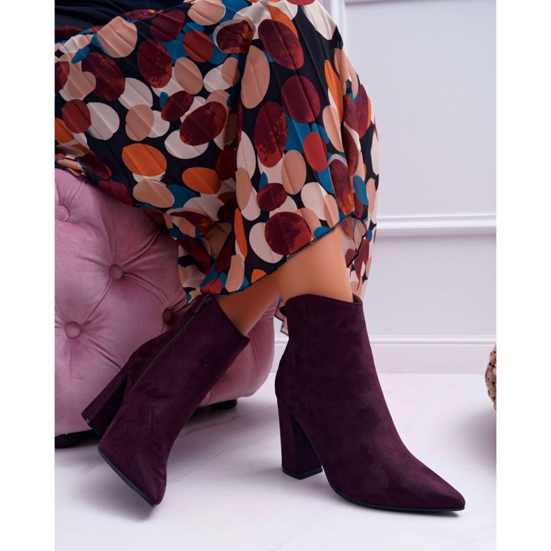 EVE Damenstiefel mit Absatz aus Spitz Wildleder Violett Summe 1