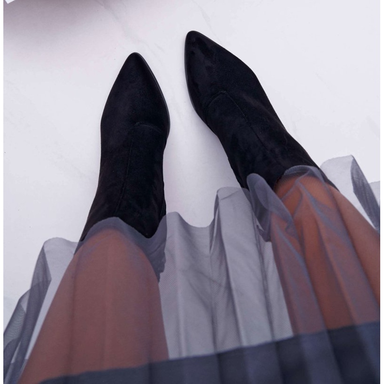 FRID Damenstiefel an der Ferse mit Spike-Reißverschluss Wildleder Schwarz Ferol 2