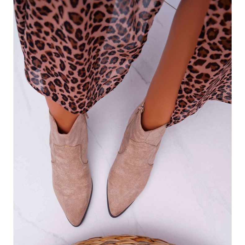 Damenstiefel mit flachem Absatz Beige Umberco 2