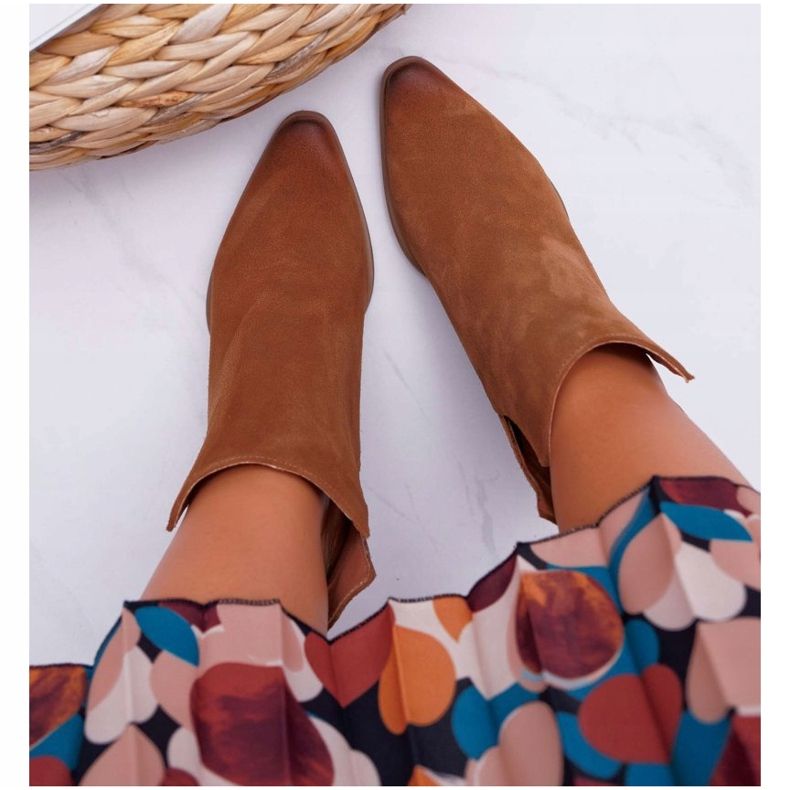 Damen Frühlingsstiefel mit hohem Absatz Leder Wildleder Braun Nicole 2430 2