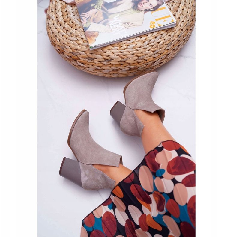 Damenstiefel mit hohem Absatz Frühlingsleder Wildleder Cappuccino Nicole 2430 beige 2