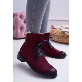 Vinceza Damenstiefel mit flachem Absatz Workery Burgund Teref rot mehrfarbig 1