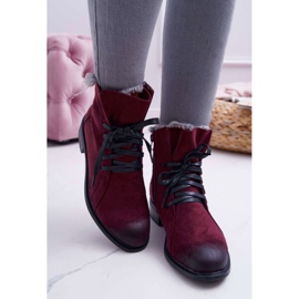 Vinceza Damenstiefel mit flachem Absatz Workery Burgund Teref rot mehrfarbig 2
