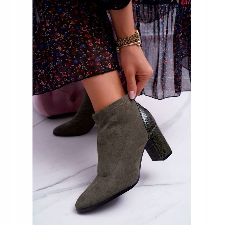 S.Barski Wildlederstiefel für Damen mit hohem Absatz Khaki Ferrous 2