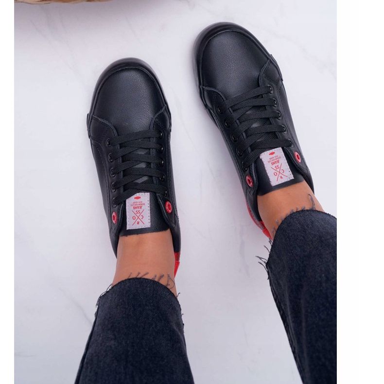 Damen Cross Jeans Schwarze Turnschuhe EE2R4019C rot 2