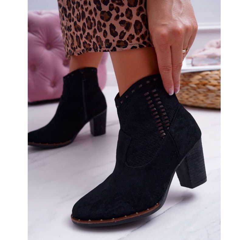 FP1 Damenstiefel mit Absatz Wildleder Schwarz Westema 2