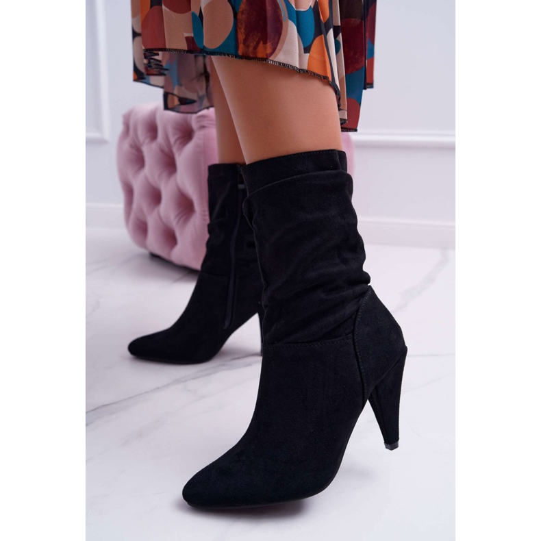 HAN Damenstiefel mit hohem Absatz über dem Knöchel Schwarz Temma 1