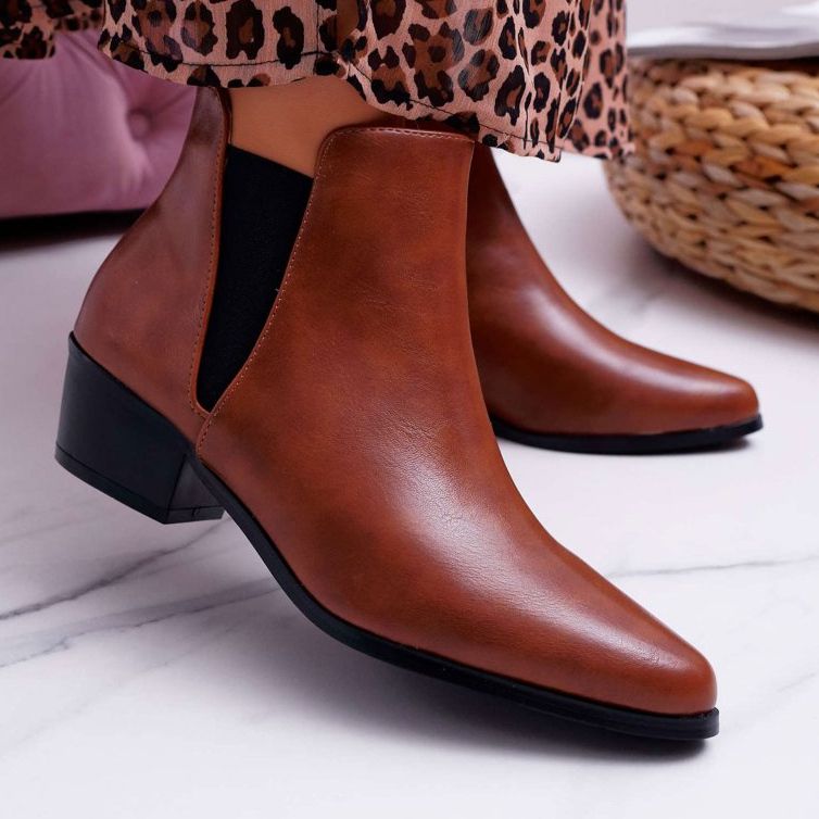 Flache Damenstiefel Camel Murino braun 1