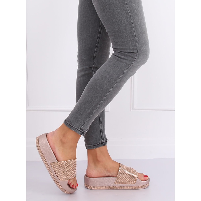 Champagner N-59 Champagner-Pantoffeln auf dicker Sohle mehrfarbig gelb 2