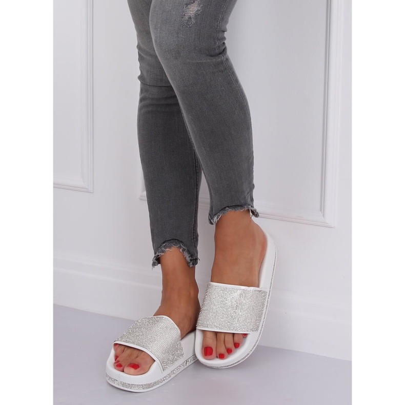 Weiß N-59 Weiße Hausschuhe mit dicker Sohle grau 2