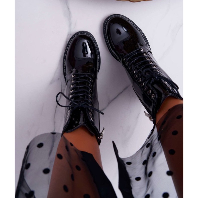 Damenstiefel Lackiert auf einem Absatz Black Insist schwarz 2