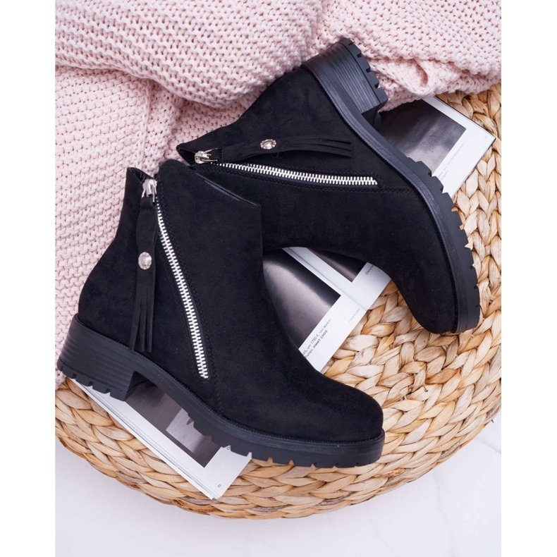 SEA Damen Stiefel Warmes Wildleder Zwei Slider Schwarz Ohoo 1