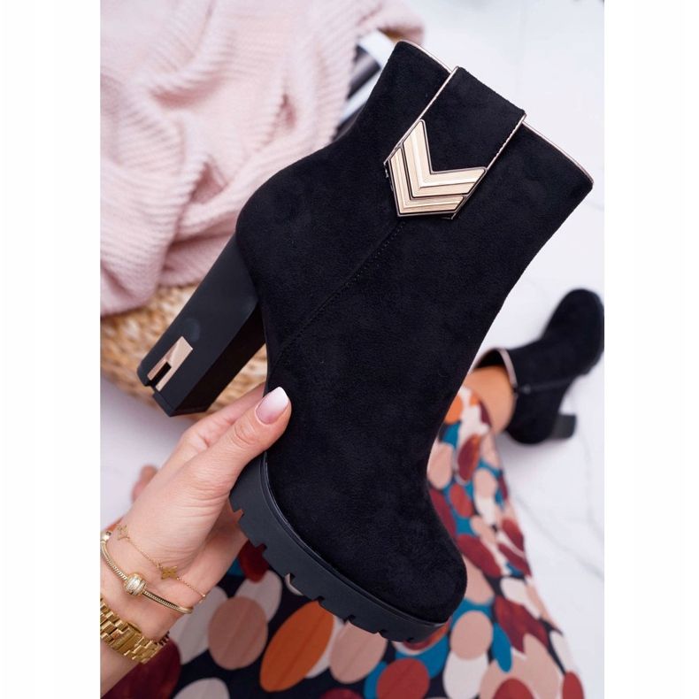 FE1 Damen Stiefel On Heel Warm Wildleder M319 Schwarz Midway 1